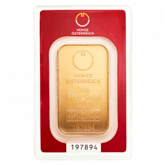 Gold Bar 50 Gram Münze Österreich 