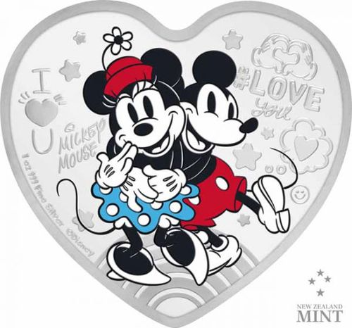 Stříbrná mince Disney Love - Minnie & Mickey