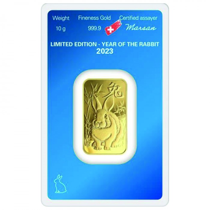 Investment gold bar 10g Argor Heraeus - Year of the Rabbit 2023