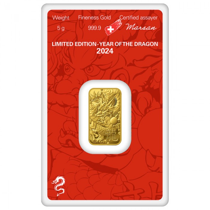 Investment gold bar 5g Argor Heraeus - Year of the Dragon 2024