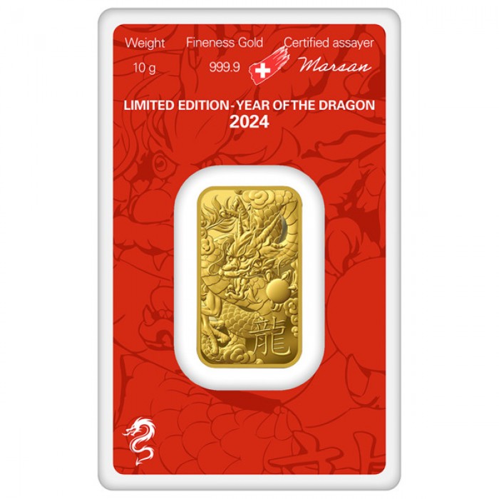 Investment gold bar 10g Argor Heraeus - Year of the Dragon 2024